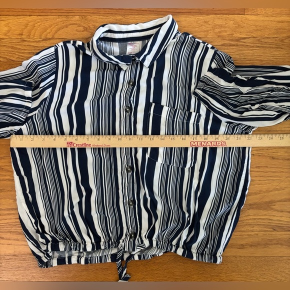 No Boundaries Blouse Women’s XXL (19) Juniors Blue White Striped Button Down Top - Picture 7 of 7